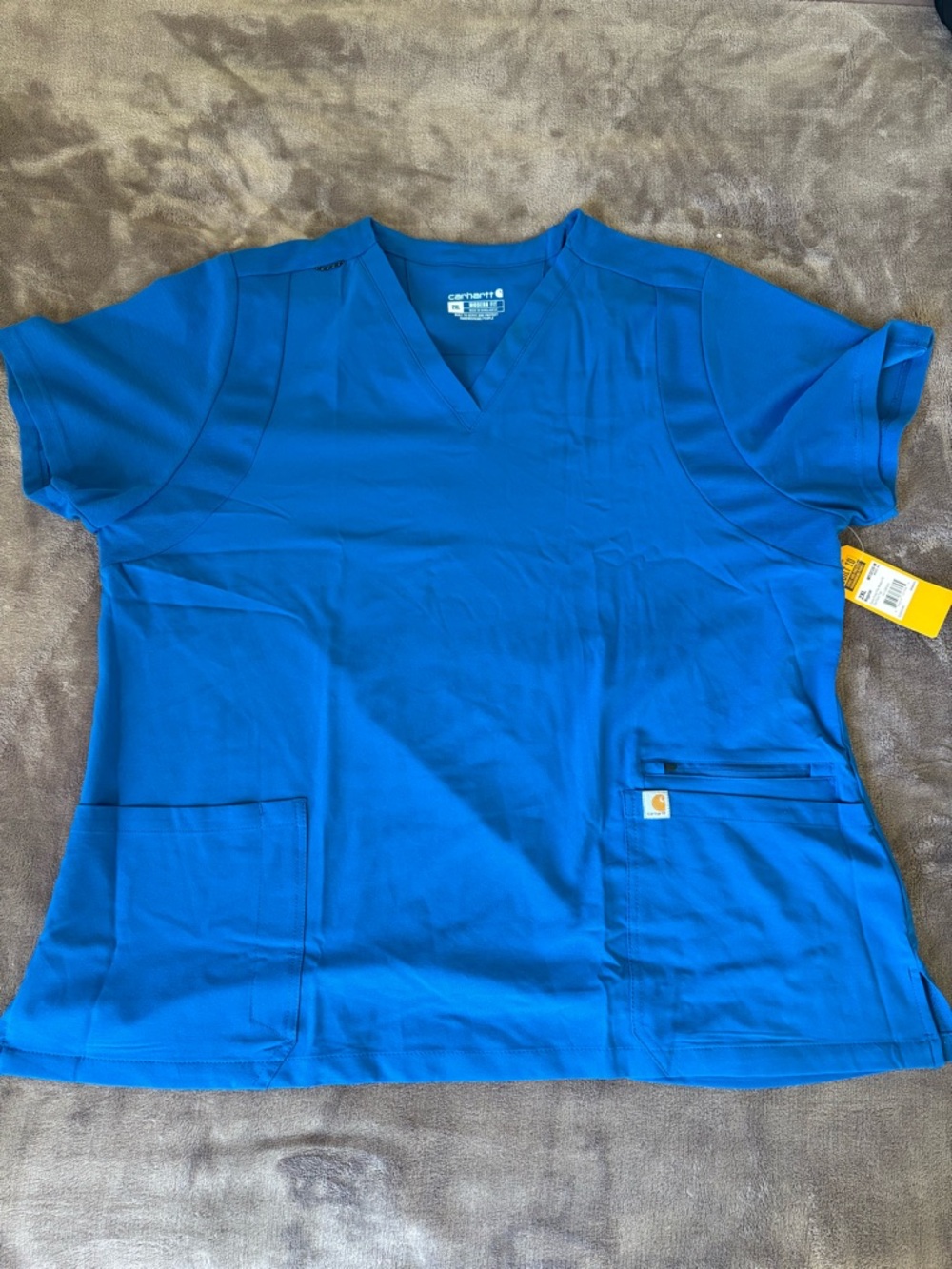 NWT Carhartt Blue Force Modern Fit V-Neck Women’s Scrub Top Size 2XL C13210